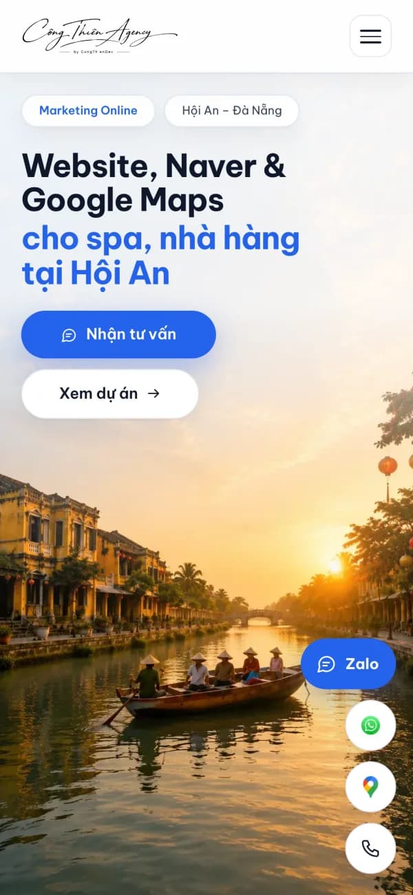 Giao diện Công Thiên Agency trên điện thoại — thiết kế mobile-first
